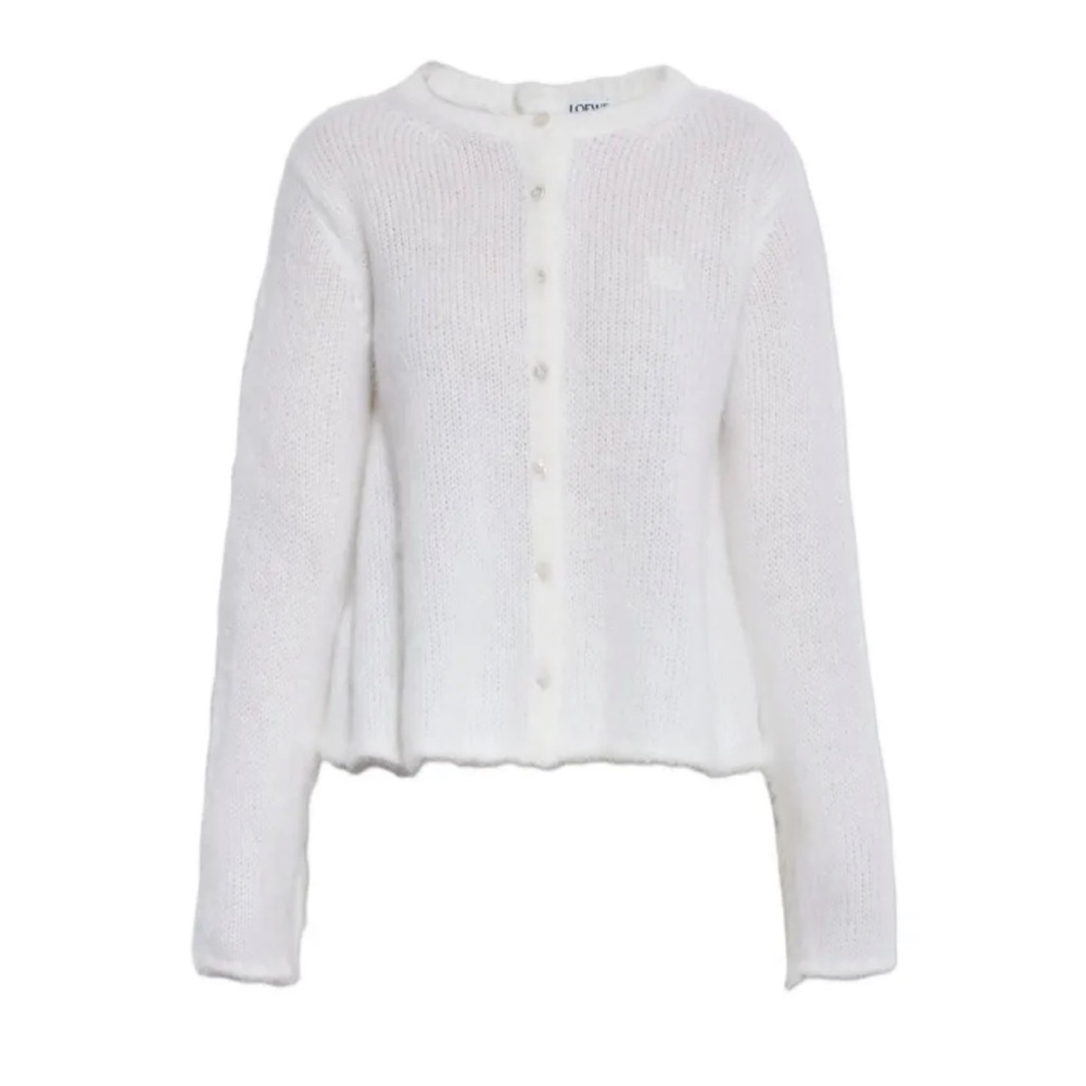 LOEWE mohair white cardigan sweater - Picture 2 of 7